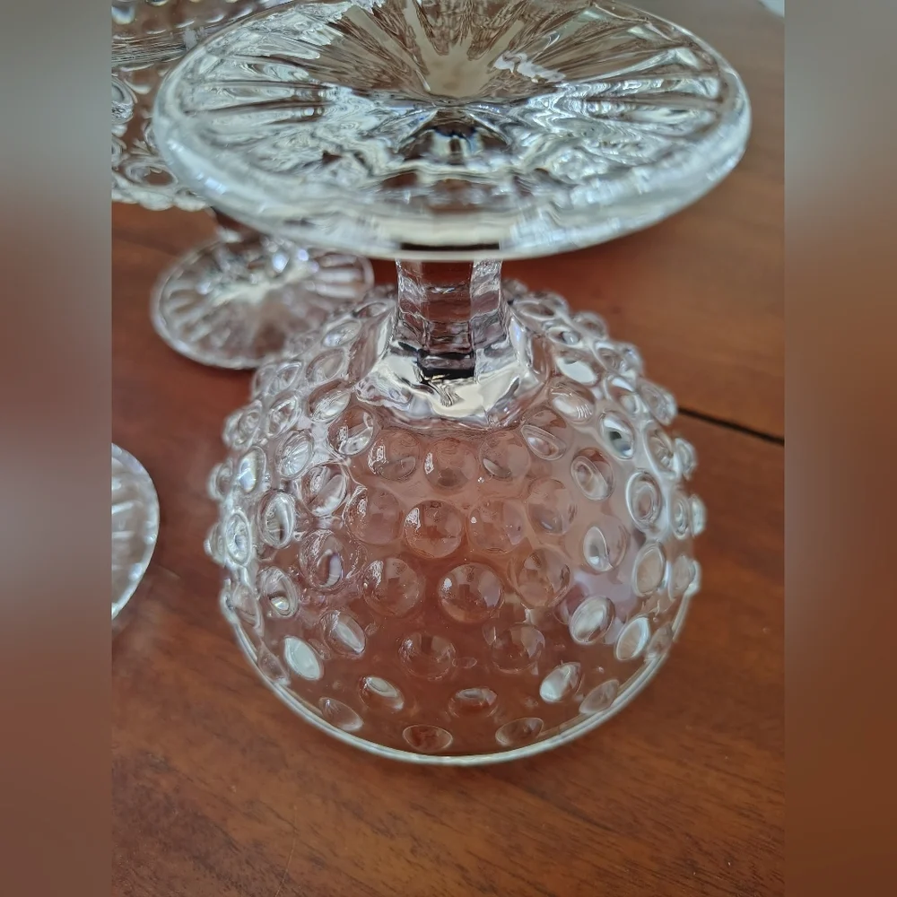 L. E. Smith Company Hobnail Ice Cream/ Sherbet Clear Glass Bowl Vintage